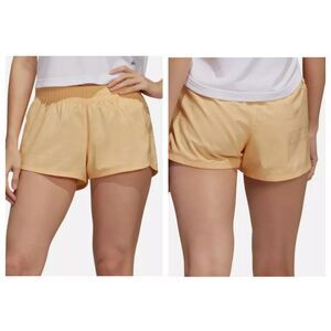 💚 5/$25 Adidas AeroReady Pacer Deboss‎ Training Shorts Orange Logo Womens M